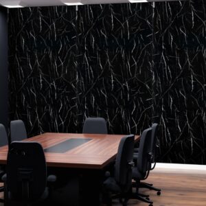 Plancha (UV) PVC Tipo Mármol Black Marquina 122 x 244cm x 3mm a $18.990.