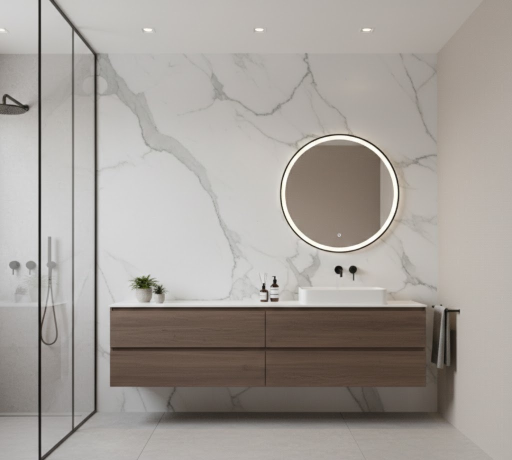 Plancha PVC Tipo Mármol Calacata 122 x 244cm x 3mm a $16.990.