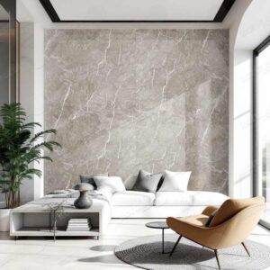 Plancha (UV) PVC Tipo Mármol Travertino Plata 122 x 244cm x 3mm a $18.990.