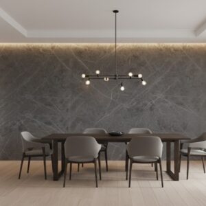 Plancha (UV) PVC Tipo Mármol Gris Oscuro 122 x 244cm x 3mm a $18.990