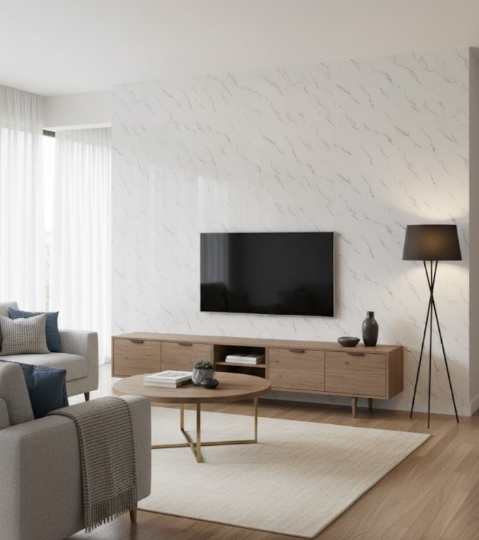 Plancha PVC Tipo Mármol Calacata Classic 122 x 244cm x 3mm a $16.990