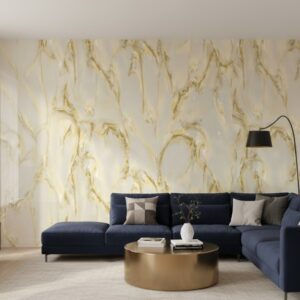 Plancha (UV) PVC Tipo Mármol Dorada 122 x 244cm x 3mm a $18.990